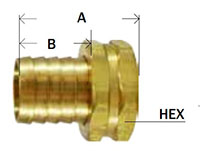 Brass NPSM Female Short Shank Diagram